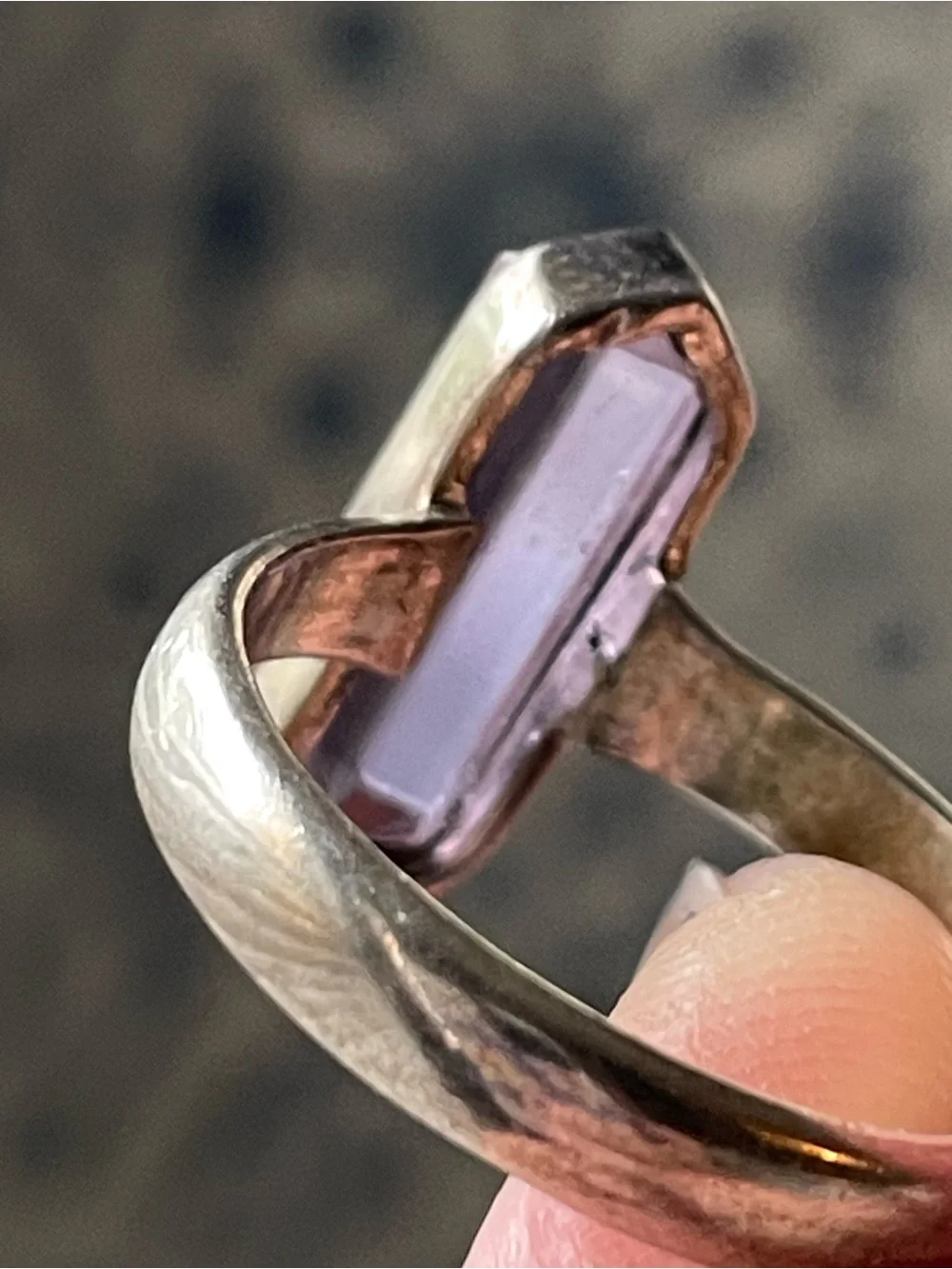 Vintage stamped 925 sterling silver & faceted purple stone ring sz 8.25-8.5